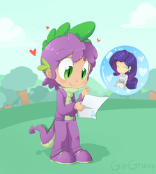 Size: 717x800 | Tagged: safe, artist:girgrunny, rarity, spike, g4, humanized, ship:sparity, shipping, tailed humanization