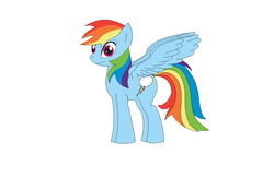 Size: 900x584 | Tagged: safe, artist:weaponlord206, rainbow dash, pegasus, pony, g4, female, mare, simple background, smiling, solo, spread wings, white background, wings