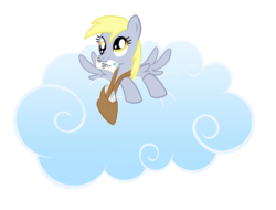 Size: 3002x2284 | Tagged: safe, artist:dragon-rider596, derpy hooves, pegasus, pony, g4, bag, cloud, female, letter, mare, mouth hold, solo