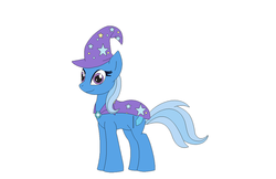 Size: 900x584 | Tagged: safe, artist:weaponlord206, trixie, pony, unicorn, g4, cape, clothes, female, hat, mare, simple background, smiling, solo, trixie's cape, trixie's hat, white background