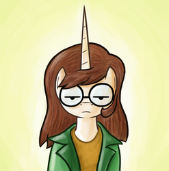 Size: 646x653 | Tagged: safe, artist:paperpony, pony, unicorn, daria, daria morgendorffer, female, glasses, mare, ponified