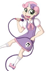 Size: 1916x2949 | Tagged: safe, artist:vampiretrees, sweetie belle, human, g4, cute, diasweetes, female, humanized, microphone, simple background, solo, transparent background