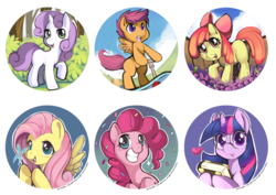 Size: 850x601 | Tagged: safe, artist:ende26, apple bloom, fluttershy, pinkie pie, scootaloo, sweetie belle, twilight sparkle, g4, cutie mark crusaders, glasses, simple background, transparent background