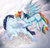 Size: 950x921 | Tagged: safe, artist:artistic-derp, artist:kalsmi, rainbow dash, soarin', pegasus, pony, g4, cloud, eyes closed, female, flying, male, mare, nuzzling, ship:soarindash, shipping, stallion, straight