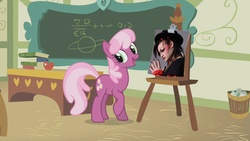 Size: 1280x720 | Tagged: safe, cheerilee, g4, boy george, cheerilee's clipboard meme, exploitable meme, meme, photo, ponyville schoolhouse