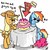 Size: 850x850 | Tagged: safe, artist:ykchiropter, applejack, pinkie pie, rainbow dash, g4, cake