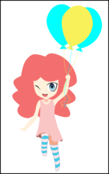 Size: 1020x1620 | Tagged: safe, artist:tickedoffspoonbender, pinkie pie, human, g4, balloon, female, humanized, solo, then watch her balloons lift her up to the sky