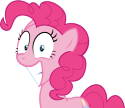 Size: 6000x5198 | Tagged: safe, artist:vladimirmacholzraum, pinkie pie, earth pony, pony, g4, season 2, the super speedy cider squeezy 6000, absurd resolution, big grin, big smile, blue eyes, female, grin, looking at you, mare, pink coat, pink fur, pink hair, pink mane, pink pony, poofy hair, poofy mane, rapeface, shrunken pupils, simple background, smiling, solo, transparent background, vector