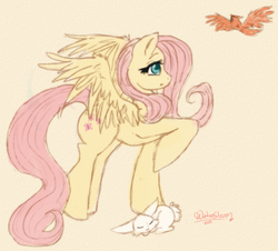 Size: 696x629 | Tagged: safe, artist:watergleam, angel bunny, fluttershy, bird, g4