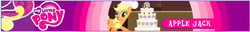 Size: 732x94 | Tagged: safe, screencap, applejack, g4, official, misspelling, my little pony logo, name, the hub