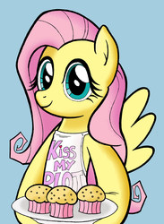 Size: 3097x4228 | Tagged: safe, fluttershy, g4, apron, clothes, cupcake