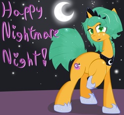 Size: 1280x1185 | Tagged: safe, artist:kryptchild, snails, pony, ask glitter shell, g4, clothes, crown, glitter shell, male, moon, necklace, nightmare night, shoes, solo, stars, trap