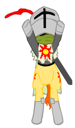 Size: 520x879 | Tagged: safe, artist:jackbread, dark souls, ponified, praise the sun, professor of hoers, solaire of astora