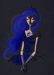 Size: 800x1122 | Tagged: safe, artist:ladyamaltea, princess luna, human, g4, eyes closed, female, humanized, solo