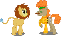 Size: 6000x3532 | Tagged: safe, artist:ambassad0r, doctor fauna, doctor muffin top, big cat, lion, g4, costume, disco, hippocrates, nightmare night, simple background, transparent background, vector, wip