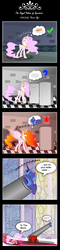 Size: 2052x8591 | Tagged: safe, artist:perfectblue97, nightmare star, princess celestia, princess luna, alicorn, pony, g4, angry, cake, cakelestia, cannon, comic, crying, dialogue, disproportionate retribution, duo, duo female, female, lunabuse, mare, pony cannonball, ragelestia, refrigerator, speech bubble, thought bubble, to the moon, woonabuse