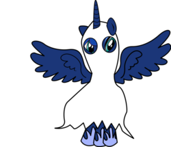 Size: 600x516 | Tagged: safe, artist:organictron, princess luna, alicorn, ghost, pony, g4, bedsheet ghost, costume, female, mare, simple background, solo, spread wings, transparent background, wings