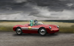 Size: 4000x2500 | Tagged: safe, artist:nbd-four, lyra heartstrings, oc, g4, car, porsche, porsche 550 spider