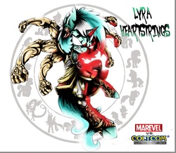 Size: 3320x2899 | Tagged: safe, artist:europamaxima, lyra heartstrings, g4, asura's wrath, crossover, demigod, marvel vs capcom 3, parody, style emulation