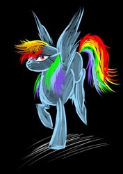 Size: 1024x1448 | Tagged: safe, artist:15stepsdown, rainbow dash, pegasus, pony, g4, black background, female, mare, simple background, solo, spread wings, wings