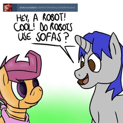 Size: 1000x1000 | Tagged: safe, scootaloo, oc, robot, g4, ask, scootabot, tumblr