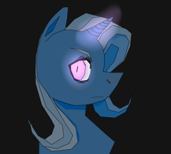 Size: 716x644 | Tagged: safe, artist:inkyubeitor, trixie, pony, unicorn, g4, bust, female, glowing, glowing eyes, glowing horn, horn, magic, mare, profile, simple background, solo