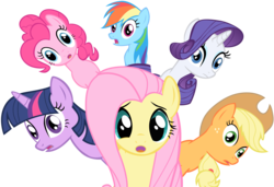 Size: 4000x2743 | Tagged: safe, artist:stinkehund, applejack, fluttershy, pinkie pie, rainbow dash, rarity, twilight sparkle, g4, high res, mane six, simple background, transparent background, vector