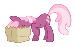 Size: 2750x1768 | Tagged: safe, artist:mrlolcats17, cheerilee, earth pony, pony, g4, cutie mark, female, hooves, mare, paper bag, simple background, solo, transparent background