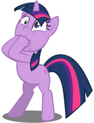 Size: 3056x4000 | Tagged: safe, artist:stinkehund, twilight sparkle, pony, unicorn, g4, green isn't your color, season 1, bipedal, female, high res, hoof in mouth, mare, simple background, solo, transparent background, unicorn twilight, vector