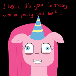 Size: 1024x1024 | Tagged: safe, artist:verminshy, pinkie pie, g4, birthday, derp, grimderp, party, pinkamena diane pie, pinkie fuel, that pony sure does love parties