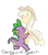 Size: 433x491 | Tagged: safe, artist:mt, applejack, spike, dragon, pony, g4, alone, butt, cute, dancing, forever alone, hatless, lonely, male, missing accessory, sad, ship:applespike, shipping