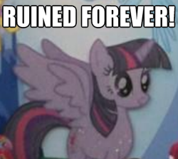 Size: 304x272 | Tagged: safe, twilight sparkle, alicorn, pony, g4, season 3, alicorn drama, caption, hasbro, image macro, ruined forever, twilight sparkle (alicorn)