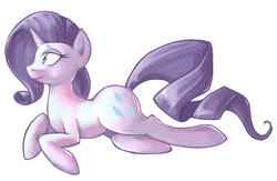 Size: 1165x760 | Tagged: safe, artist:sarochan, rarity, pony, g4, female, prone, simple background, solo, white background