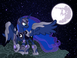 Size: 1065x800 | Tagged: safe, artist:mrflabbergasted, artist:x-turent, princess luna, pony, g4, armor, female, moon, solo