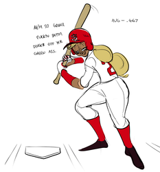 Size: 798x856 | Tagged: safe, artist:ross irving, applejack, human, g4, baseball bat, humanized