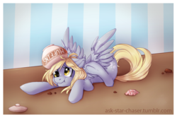 Size: 1000x667 | Tagged: safe, artist:vella, derpy hooves, pegasus, pony, g4, female, hooves, mare, scrunchy face, solo