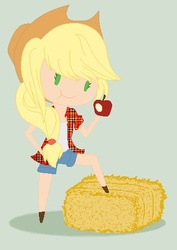 Size: 341x481 | Tagged: safe, artist:avigne102, applejack, human, g4, chibi, humanized