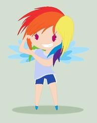 Size: 370x472 | Tagged: safe, artist:avigne102, rainbow dash, human, g4, chibi, humanized, winged humanization