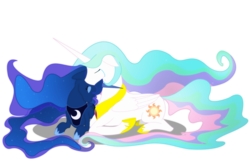 Size: 1800x1200 | Tagged: safe, artist:silverflitterdragon, princess celestia, princess luna, alicorn, pony, g4, female, mare, royal sisters, siblings, simple background, sisters, transparent background