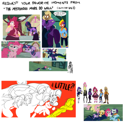 Size: 2000x2000 | Tagged: safe, artist:ross irving, applejack, fluttershy, mare do well, pinkie pie, rainbow dash, rarity, twilight sparkle, human, g4, dark skin, humanized, mane six, request