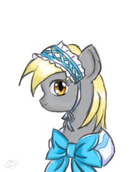 Size: 2104x2635 | Tagged: safe, artist:f-15ailce, derpy hooves, pegasus, pony, g4, bonnet, female, mare, solo