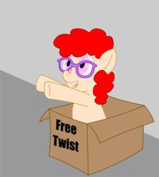 Size: 1280x1423 | Tagged: safe, artist:doctorconundrum, twist, g4, box, glasses