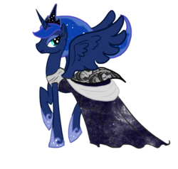 Size: 900x857 | Tagged: safe, artist:sarahsupernatrualist, princess luna, alicorn, pony, g4, clothes, dress, female, mare, simple background, solo, transparent background