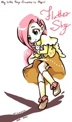 Size: 700x1181 | Tagged: safe, artist:junkiemilk, fluttershy, human, g4, clothes, female, humanized, skirt, solo
