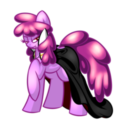 Size: 2400x2400 | Tagged: safe, artist:goldenmercurydragon, berry punch, berryshine, vampire, g4, cloak, clothes, costume, simple background, solo, transparent background