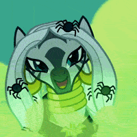 Size: 200x200 | Tagged: safe, screencap, zecora, zebra, g4, luna eclipsed, animated, cloak, clothes, costume, cropped, female, lightning, long hair, male, nightmare night, nightmare night costume, smiling, smirk, smoke
