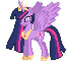 Size: 132x120 | Tagged: safe, artist:istormcrank, twilight sparkle, alicorn, pony, g4, animated, female, hilarious in hindsight, hoof shoes, jewelry, mare, peytral, spread wings, sprite, tiara, twilight sparkle (alicorn), ultimate twilight, wings