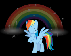 Size: 1979x1567 | Tagged: safe, artist:cthulhuandyou, rainbow dash, pegasus, pony, g4, eyes closed, female, hoof on chest, mare, rainbow, raised hoof, smiling, solo, spread wings, standing, svg, vector, wings