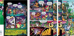 Size: 954x467 | Tagged: safe, artist:andypriceart, idw, official comic, apple bloom, queen chrysalis, scootaloo, sweetie belle, tank, pony, g4, the return of queen chrysalis, big no, comic, disguise, disguised changeling, idw advertisement, itunes, official content, preview