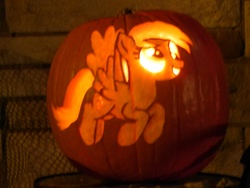 Size: 3648x2736 | Tagged: safe, artist:potatopirate, derpy hooves, pegasus, pony, g4, female, irl, jack-o-lantern, mare, photo, pumpkin